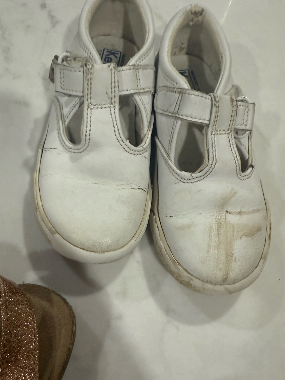 Keds White Leather T-Bar Mary Jane Shoes for Kids